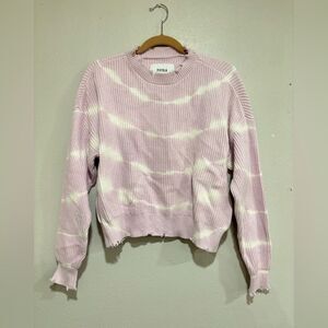 Pistola Eva Distressed Tie-Dye Sweater Lavender White Cropped XS
